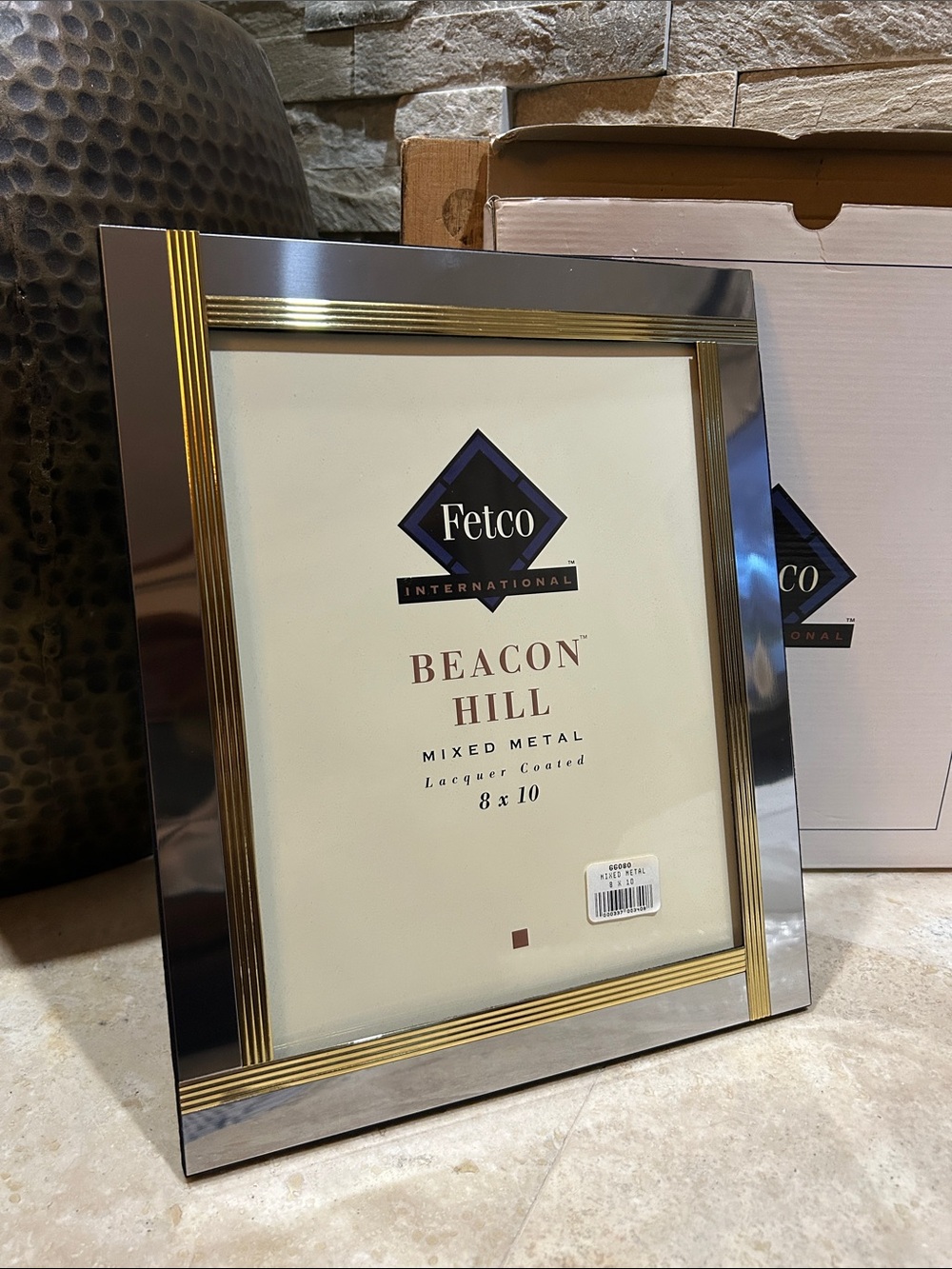Vintage FETCO Mixed Metal Picture Frame in Silver and Gold 8x10